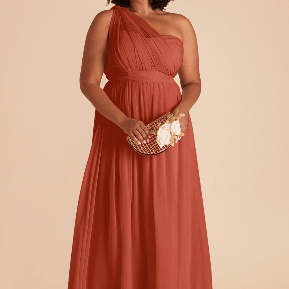 Birdy Grey One-Shoulder Terracotta Dress